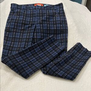 Anthropologie Cartonnier Navy and Black Plaid Charlie Trouser